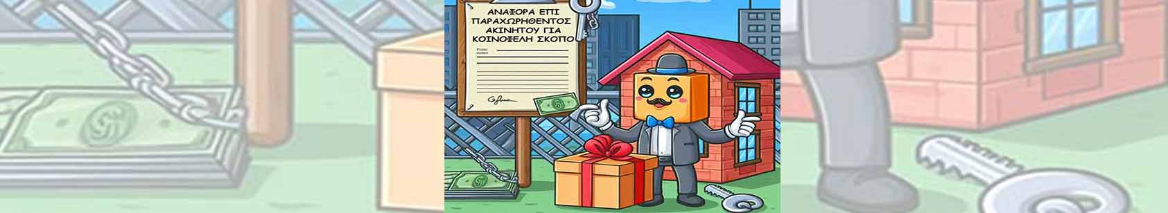 Αναφορά επί παραχωρηθέντος ακινήτου, τμήμα δωερεάν για κοινοφελή σκοπό